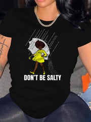 Graphic & Slogan Print Crew Neck T-Shirt, Casual Short Sleeve Top For Spring & Summer, Women's Clothing