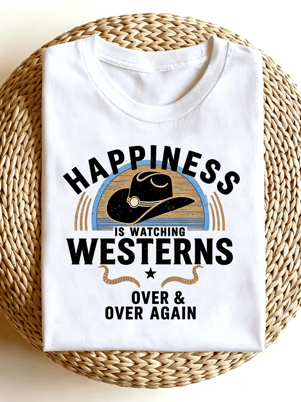 Happiness Is Watching Westerns Retro Cowboy Classic Western Movies T-Shirt
