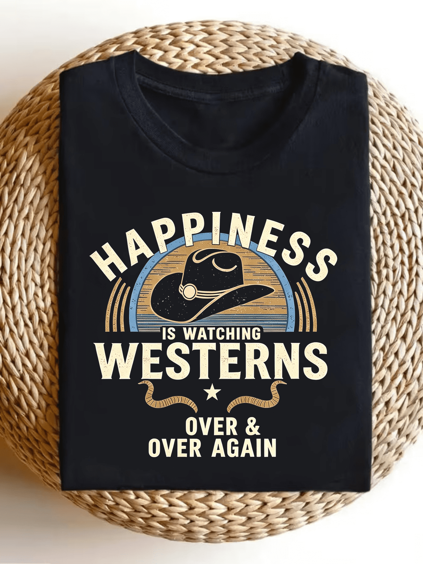 Happiness Is Watching Westerns Retro Cowboy Classic Western Movies T-Shirt