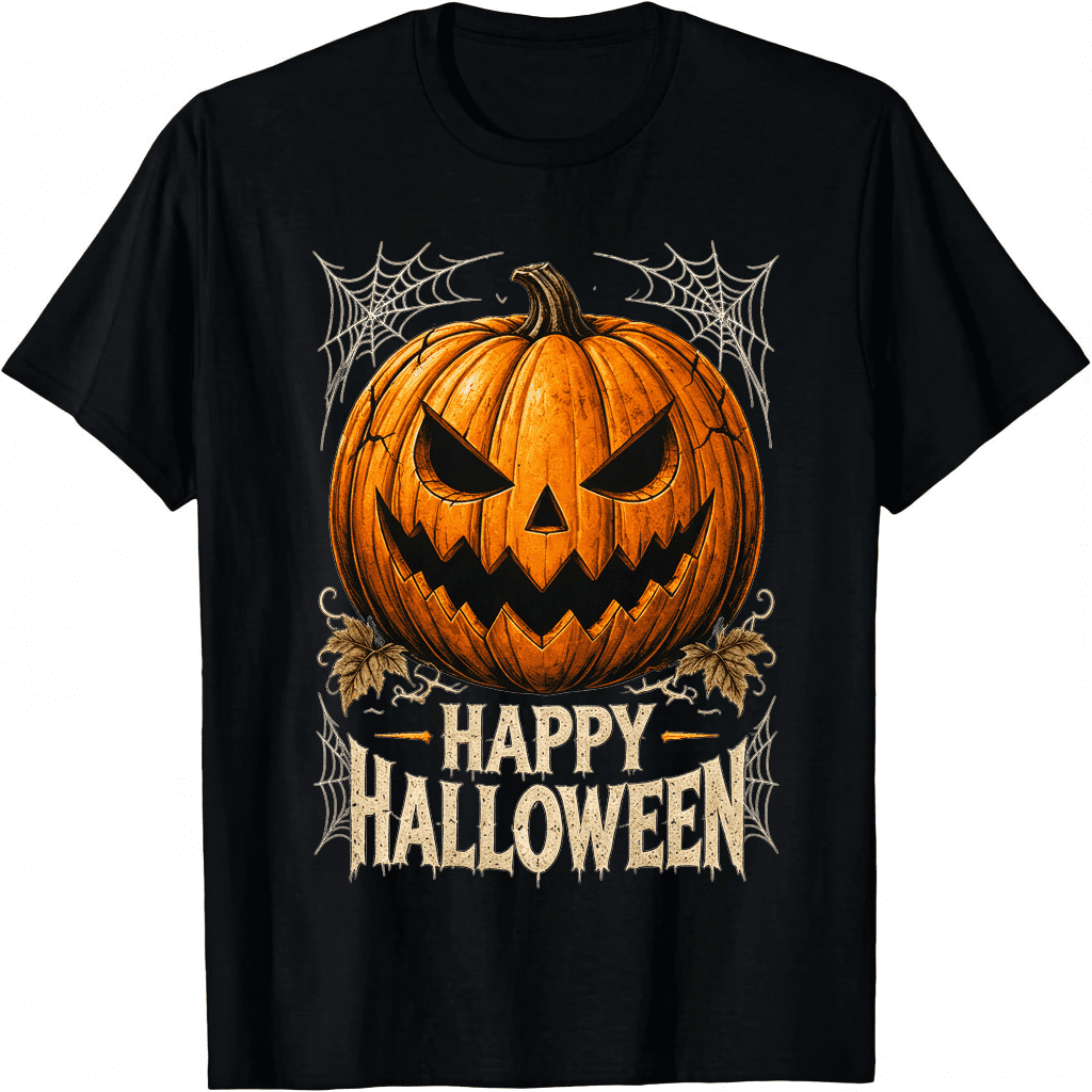 Happy Halloween Jack O Lantern T Shirt Scary Pumpkin Unisex Graphic Tee