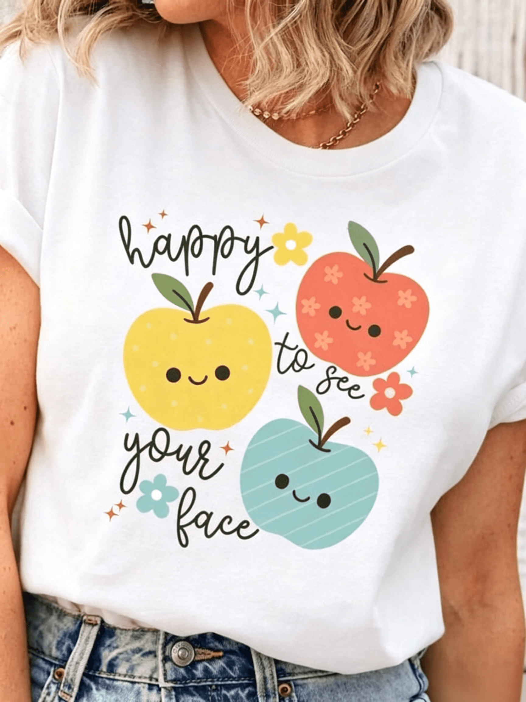 Happy To See Your Face Shirt, Teacher Apple Shirt, Elementary Teacher Back To School Shirt, Cute Kindergarten First Grade Teacher T-Shirt