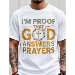 "I Am the Proof of God's Response to Prayer" with Golden Crown Cross & Lettering