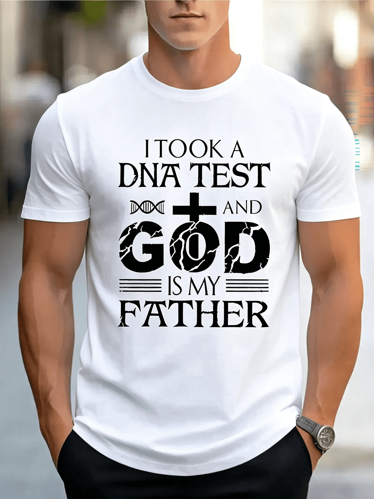 I Took A DNA Test And God Is My Father Christian Men's Graphic T-Shirt