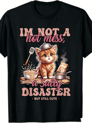 I'm Not A Hot Mess A Salty Disaster But Still Cute Cooking Orange Kitten Noodle Pan Graphic Unisex T-Shirt