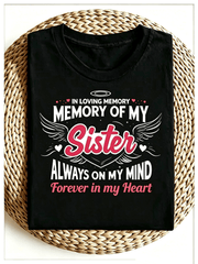 “In Loving Memory Of My Sister” Angel Wings Memorial T-Shirt – Remembrance Gift for Women Men, Soft Cotton Sympathy Tee