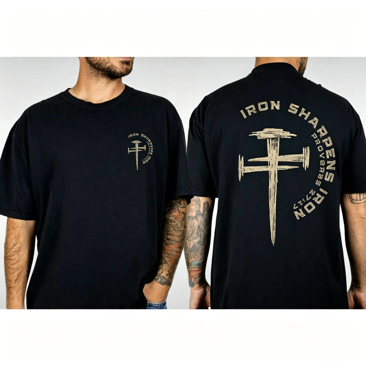 Iron Sharpens Iron Christian Gym Shirt - Bible Verse Proverbs Streetwear Tee