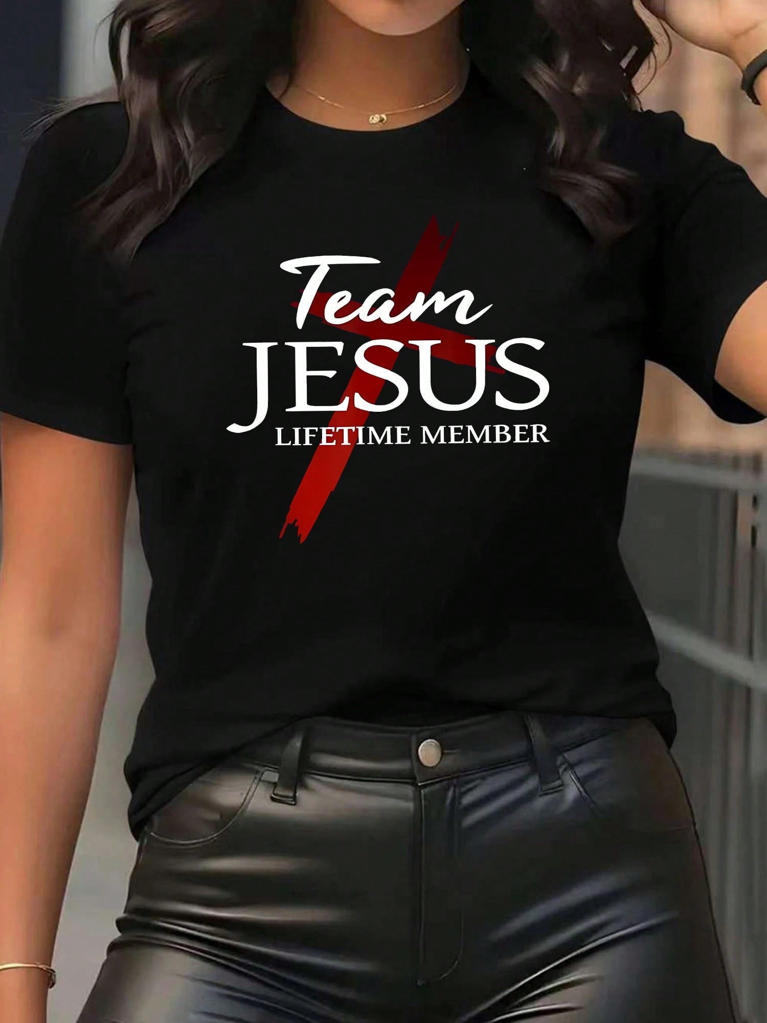 JESUS Printed Short-Sleeve Round-Neck T-Shirt - Sporty Casual Style, Soft And Breathable