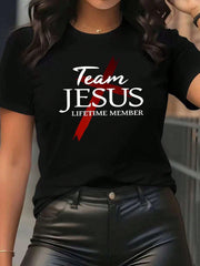 JESUS Printed Short-Sleeve Round-Neck T-Shirt - Sporty Casual Style, Soft And Breathable