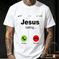 Jesus Calling Funny Phone Screen Graphic T‑Shirt | Christian Humor Faith Tee for Men & Women