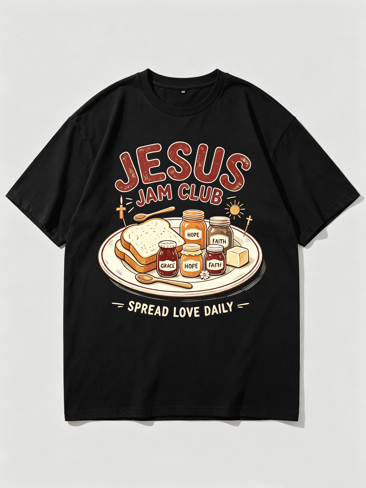 Jesus Jam Club Spread Love Daily Vintage Bread Jam Cross Graphic Women T-Shirt