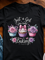 Just A Girl Who Loves Baking Cupcake Floral Women's T-Shirt