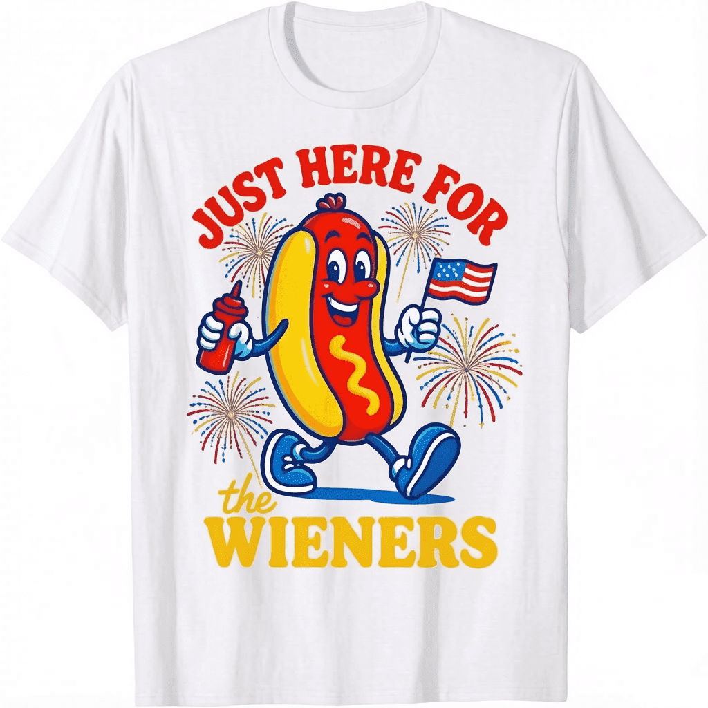 Just Here For The Wieners Funny Hot Dog 4th Of July Unisex T-Shirt
