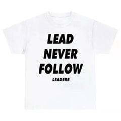 "Lead Never Follow" Vintage Cotton T-Shirt for Men – Casual Daily Streetwear Short Sleeve Tee
