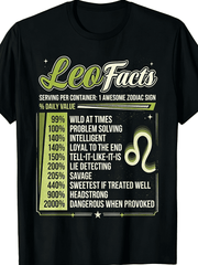 Leo Facts Zodiac Sign Personality Funny Astrology Birthday Gift T-Shirt