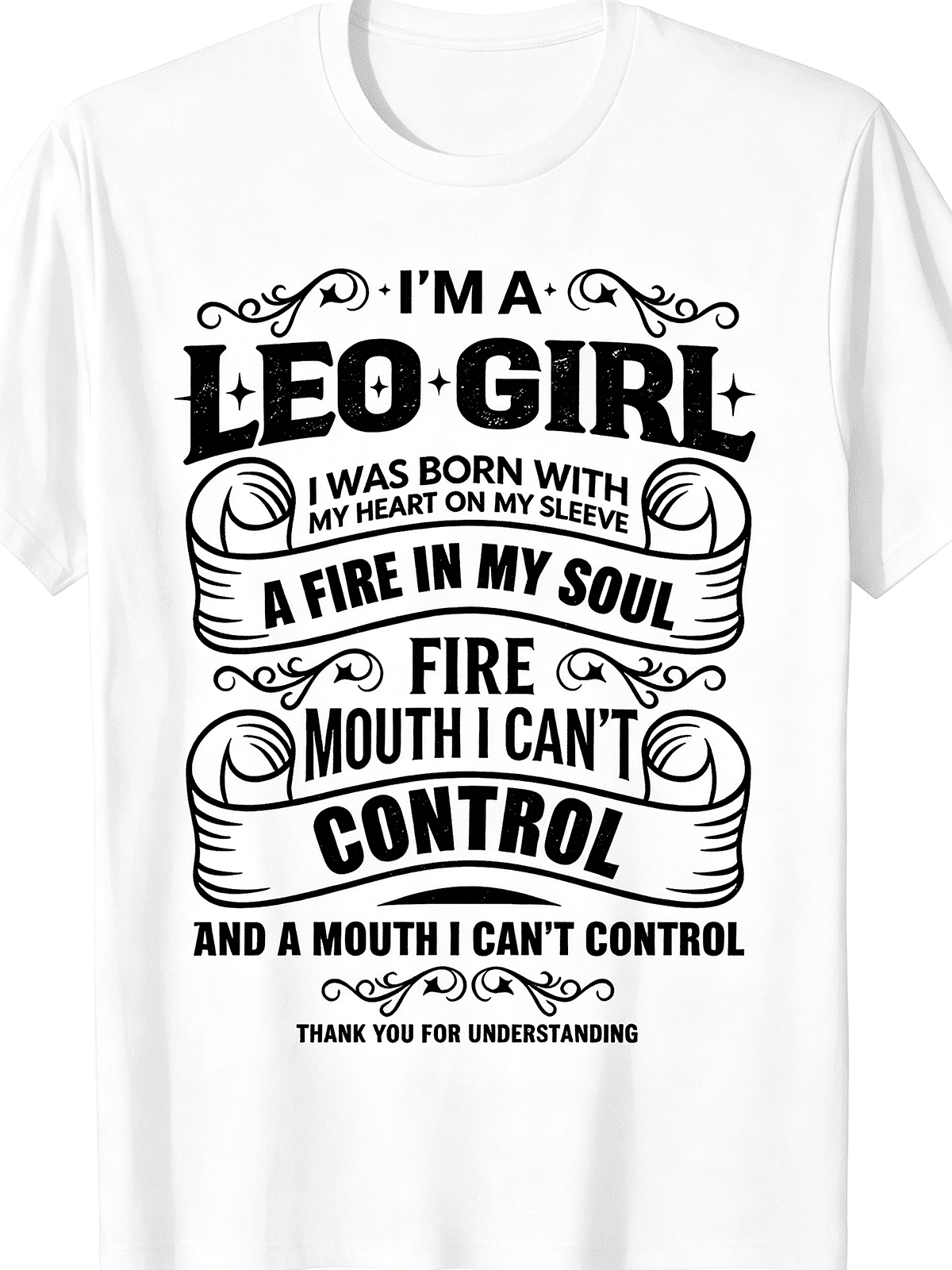 “Leo Girl” Zodiac Graphic T-Shirt – Fire Sign Horoscope Tee for Women, Confident Leo Birthday Statement Top