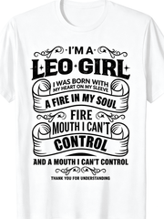“Leo Girl” Zodiac Graphic T-Shirt – Fire Sign Horoscope Tee for Women, Confident Leo Birthday Statement Top
