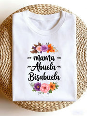 Mama Abuela Bisabuela Floral Hispanic Family Grandma T-Shirt