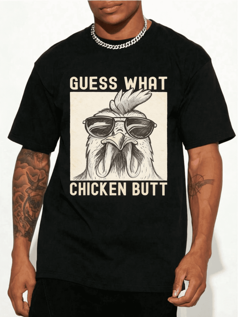 Men Black Cotton Graphic T-Shirt, Funny Glasses Rooster Print Loose Fit Crew Neck Short Sleeve Tee, Casual Party Daily Top