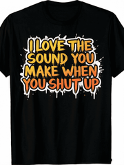 Men Funny Graphic T-Shirt, I Love The Sound You Make When You Keep Your Mouth Shut Black Crew Neck Tee, Plus Size Relaxed Fit Drop Shoulder Casual Daily Top