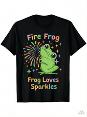 Men'S Funny Fire Frog Matchstick and Flames Graphic T-Shirt | Soft Breathable Black Tee
