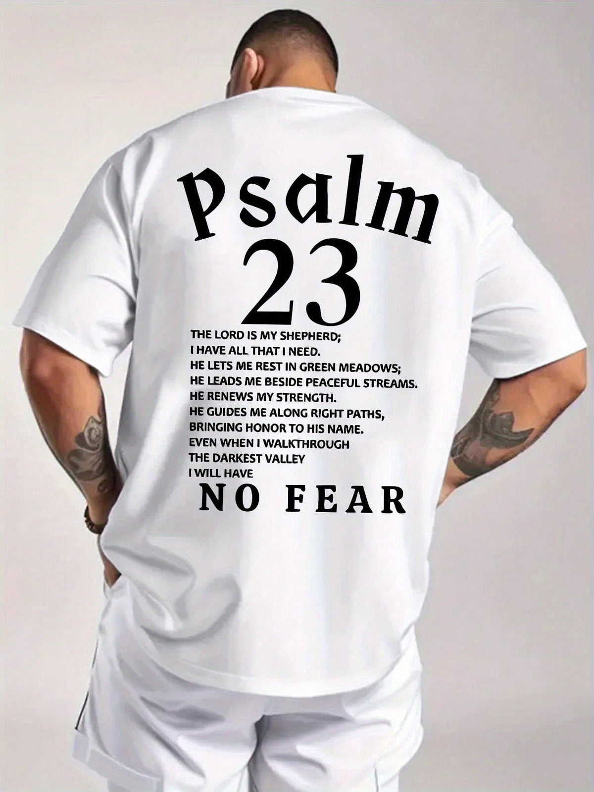 Men'S Psalm 23 Verse Print T-Shirt -  Featuring A Regular Fit With A Round Neck And Short Sleeves