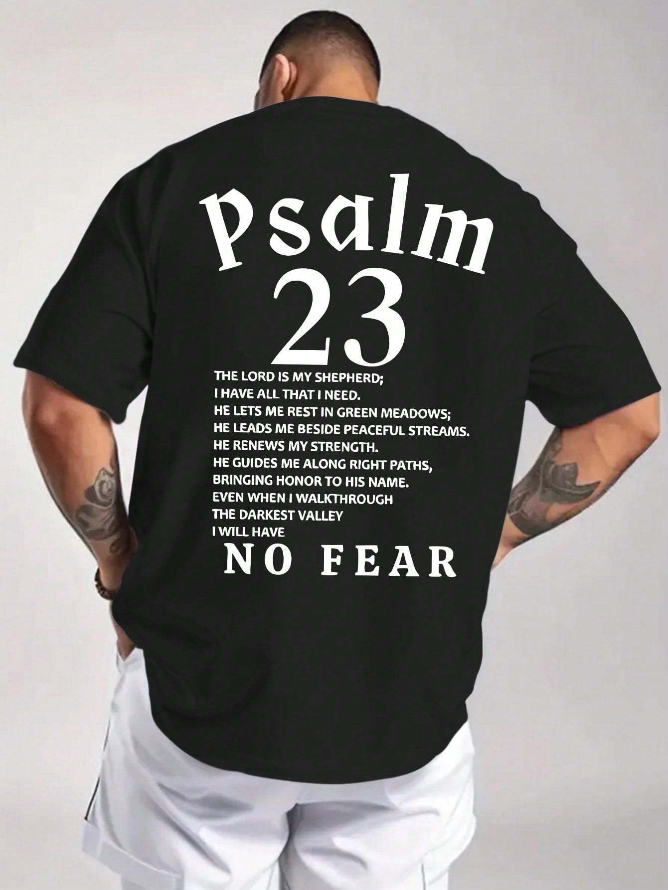 Men'S Psalm 23 Verse Print T-Shirt -  Featuring A Regular Fit With A Round Neck And Short Sleeves