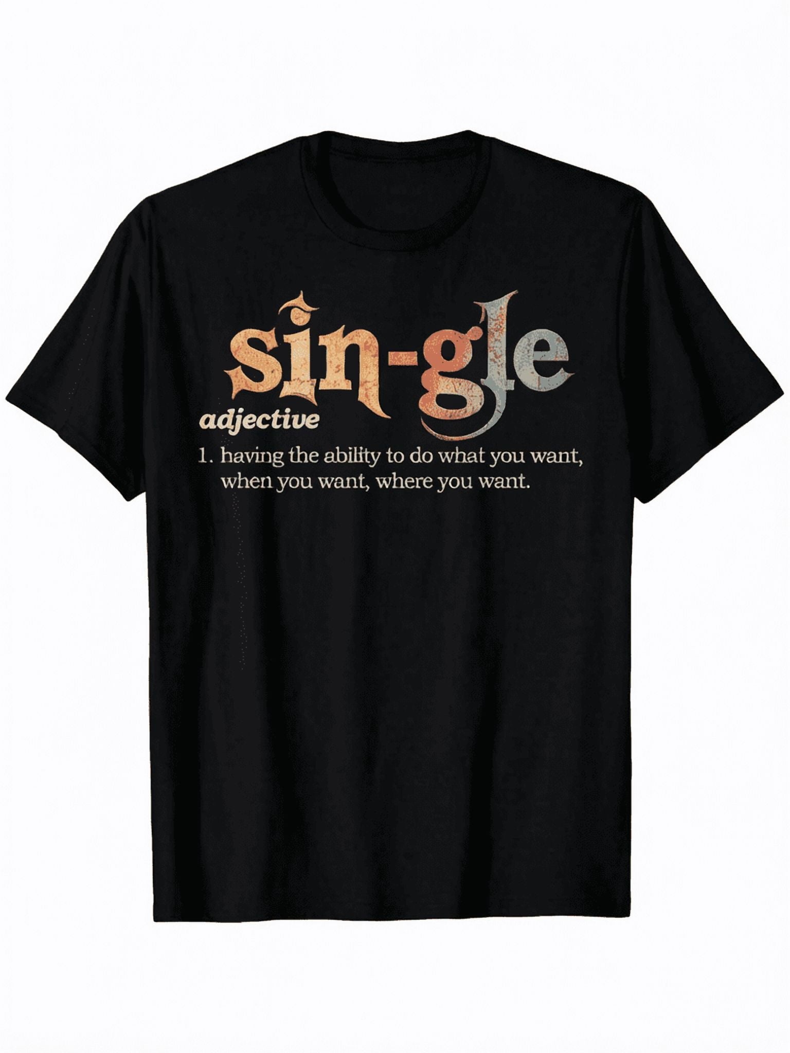 Men Sarcastic Single Again Graphic T-Shirt, Funny Single Humor Crew Neck Short Sleeve Tee, Casual Outdoor Daily Holiday Gift Top
