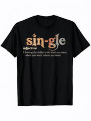 Men Sarcastic Single Again Graphic T-Shirt, Funny Single Humor Crew Neck Short Sleeve Tee, Casual Outdoor Daily Holiday Gift Top
