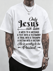 Men & Women Inspirational Christian Faith T-Shirt Only Jesus Can Turn Mess Into Message Religious Verse Short Sleeve Top