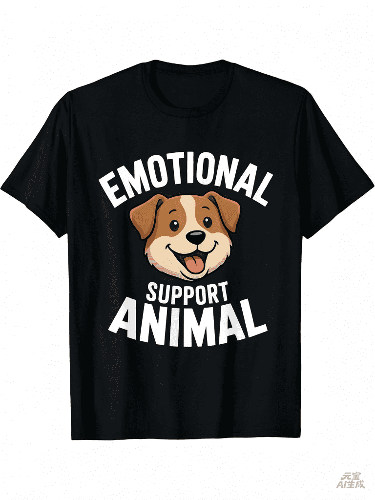 Men' dog Emotional Support Animal TShirt Funny ESA dog Retro Graphic Tee Soft Comfortable Short Sleeve Shirt Suitable for Halloween Christmas Gifts Ocean Lover Apparel