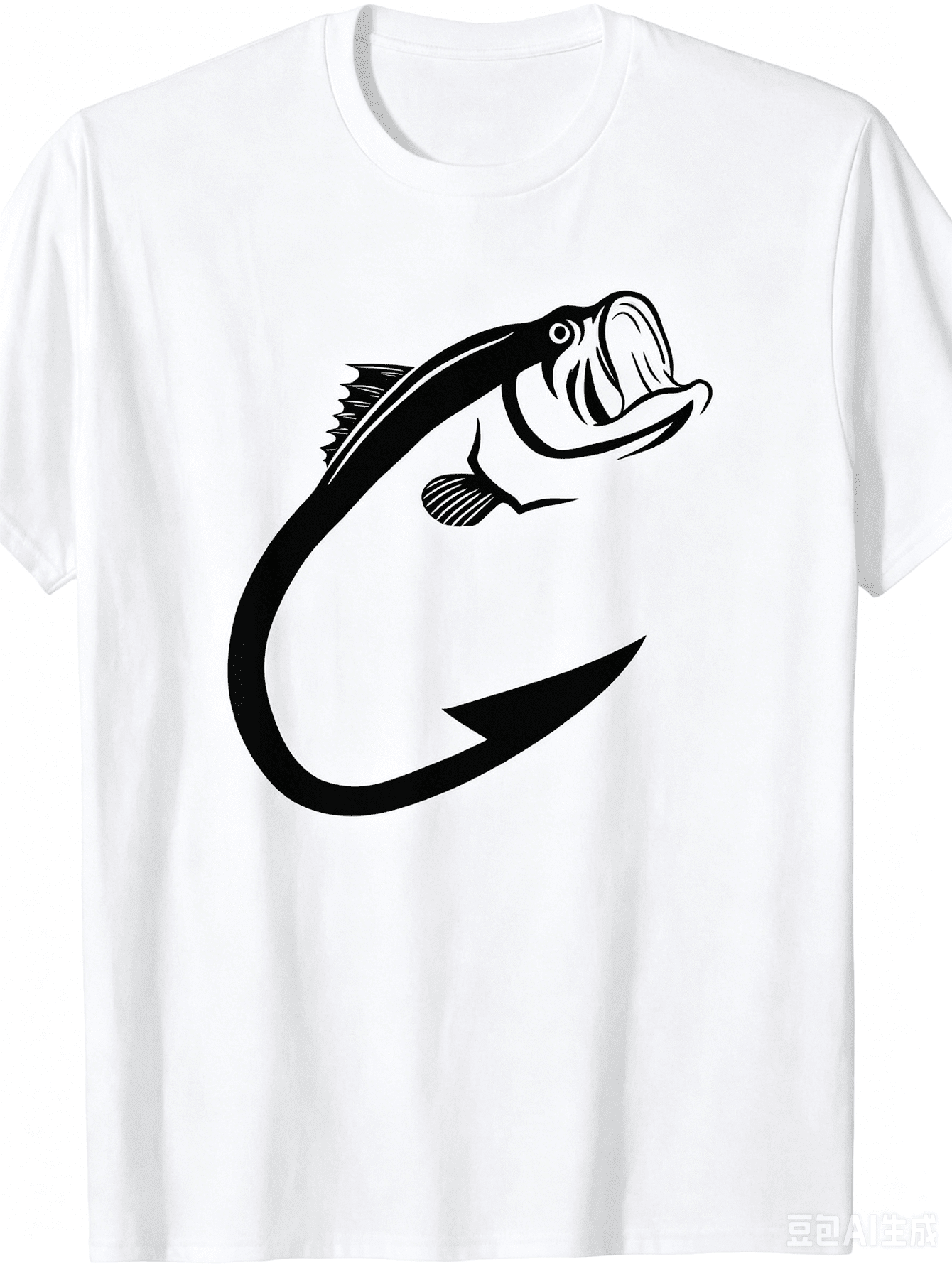 Men's Angler Bass Fish Hook Graphic T-Shirt Outdoor Fishing Hobby Top