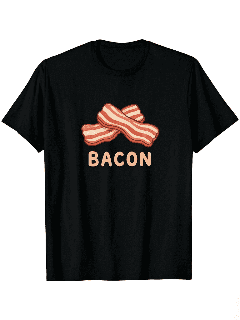 Men's Bacon Graphic Tee – Soft Fade-Resistant Black T-Shirt for Casual & Party Wear, Machine Washable, Funny Humor Design
