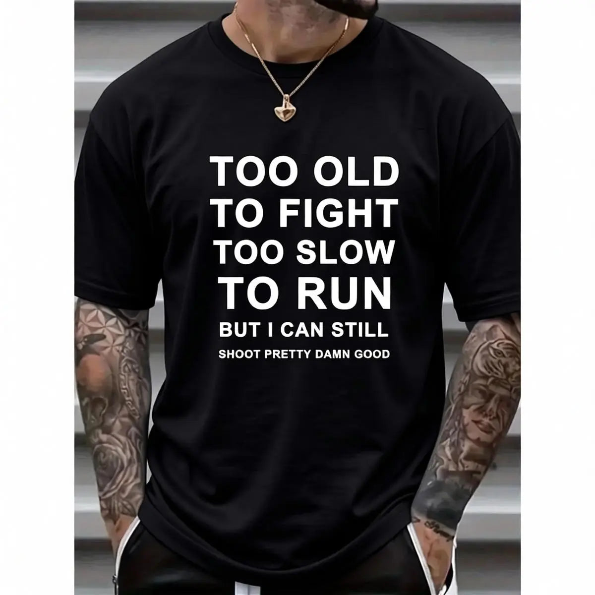Men's Big & Tall Polyester Crew Neck Short Sleeve Graphic T-Shirt, Random Letter Print Slight Stretch Casual Streetwear For Spring Summer Fall