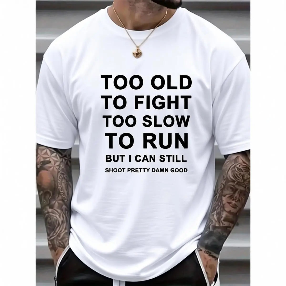 Men's Big & Tall Polyester Crew Neck Short Sleeve Graphic T-Shirt, Random Letter Print Slight Stretch Casual Streetwear For Spring Summer Fall
