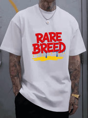 Men's Black "Rare Breed" Print T-Shirt – Casual Crew-Neck Top, 100% Cotton