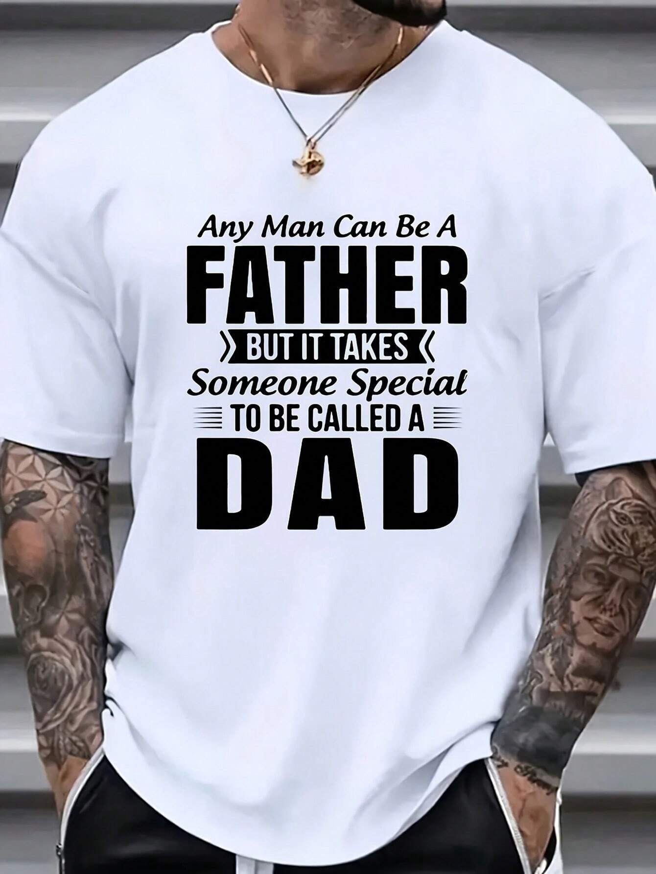 Men's Casual Slogan Print Round Neck Short Sleeve T-Shirt