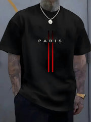 Men's Fashion Casual Crew Neck T-Shirt 100% Cotton Loose Fit Short Sleeved Geometric Pattern Summer Tops White Tees