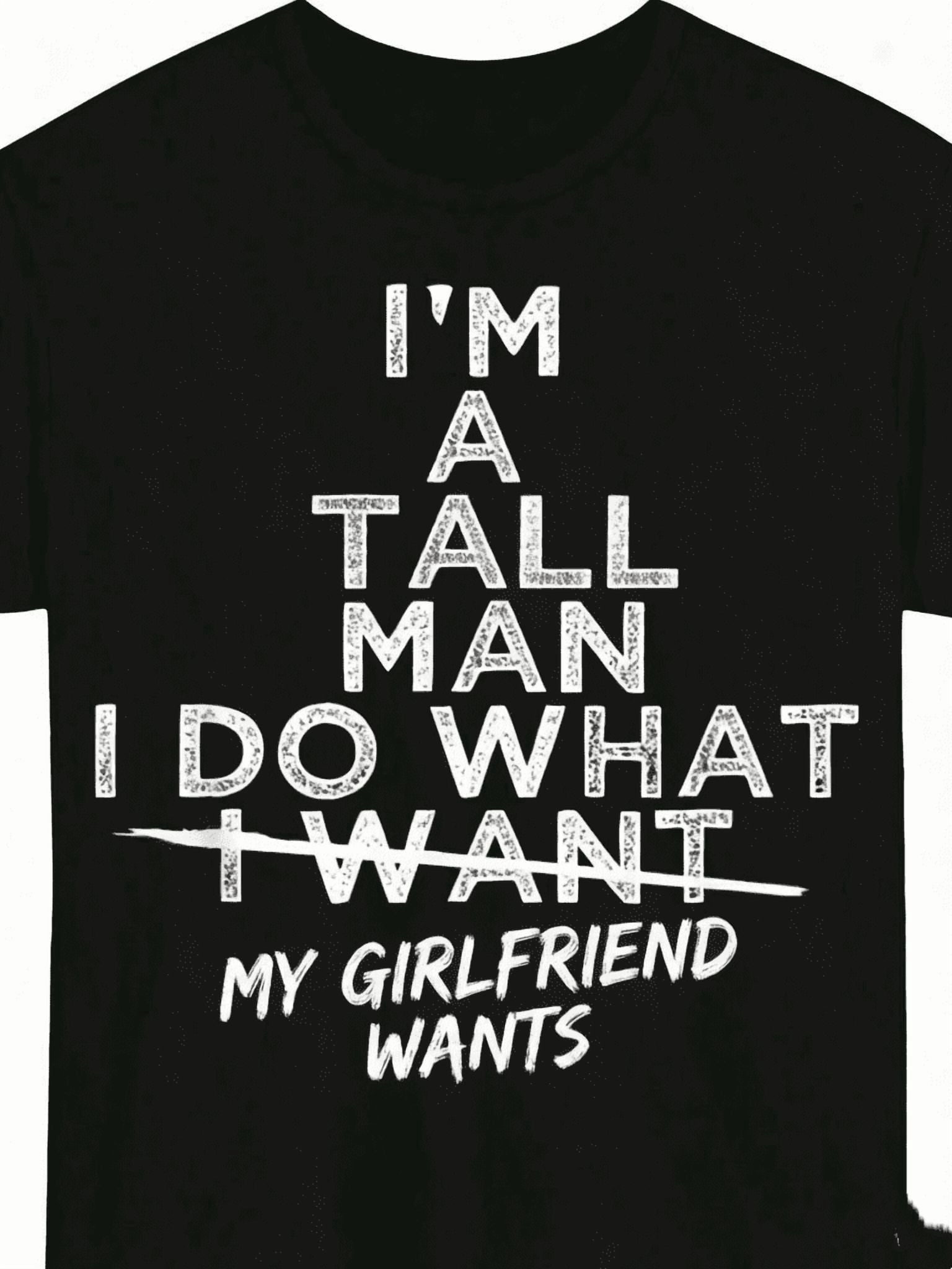 Men's Funny I Do What My Wife Wants Graphic T-Shirt, Black Bold White Text Round Neck Lightweight Short Sleeve Tee, Marriage Humor Husband Gift For Anniversary Birthday Valentine's Day
