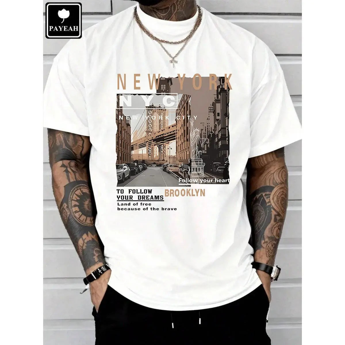 Men's Graphic T-Shirt with Retro Print, Casual Streetwear Regular Fit Short Sleeve