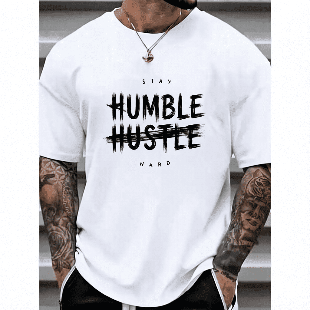 Men's Letters Graphic T-Shirt, Unique Creative Print Design, Comfort Stylish Summer Casual Wear