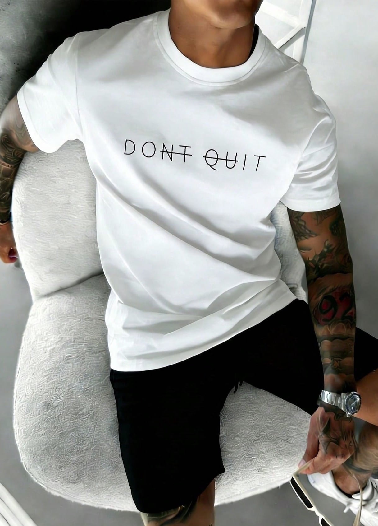 Men's Motivational Don't Quit Encouragement Quote Graphic Everyday Wear T-Shirt