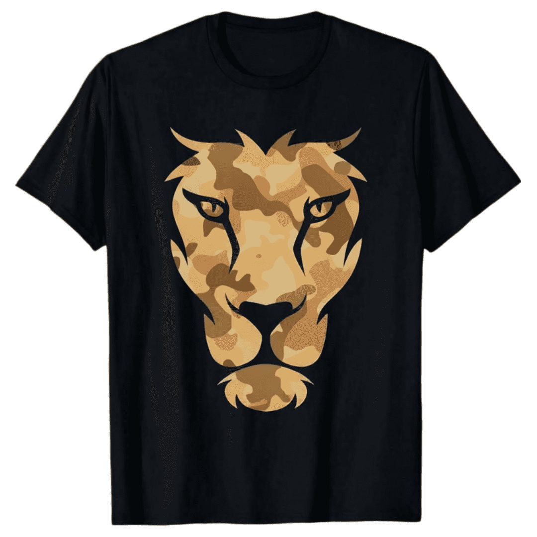 Men's Vibrant Lion-Head Print Short-Sleeve T-Shirt—A Casual Graphic Tee for the Outdoors