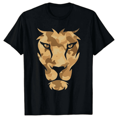 Men's Vibrant Lion-Head Print Short-Sleeve T-Shirt—A Casual Graphic Tee for the Outdoors