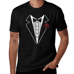 Mens Black Tuxedo T Shirt Funny Lazy Wedding Fake Suit Fancy Marriage Tee