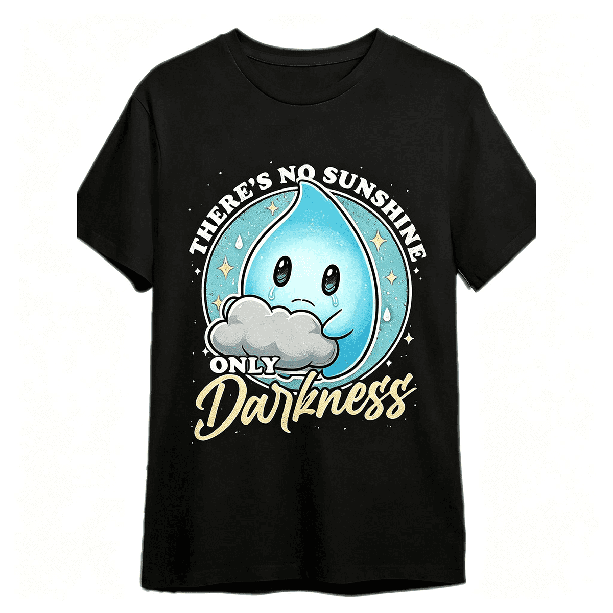 “No Sunshine Only Darkness” Ghost Graphic T-Shirt – Vintage Melancholy Tee, Dark Aesthetic Short Sleeve for Men Women