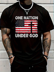 ONE NATION UNDER GOD Flag 4th Of July Patriotic Christian T-Shirt Women's Men Graphic Tee