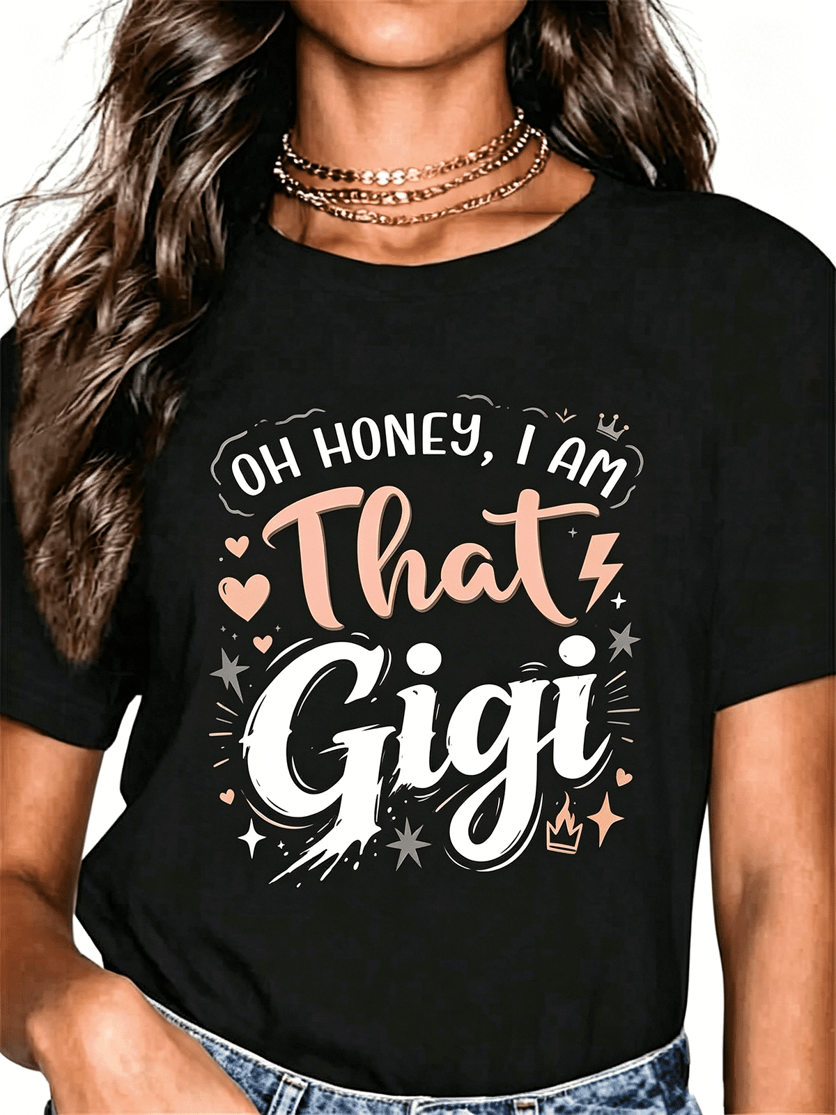 “Oh Honey I Am That Gigi” Grandma T-Shirt – Cute Personalized Gift for Grandmother, Casual Short Sleeve Top for Women