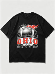 Ohio Vintage Football Flame Crowd Cheering Silhouette Retro Sports Graphic Unisex T-Shirt