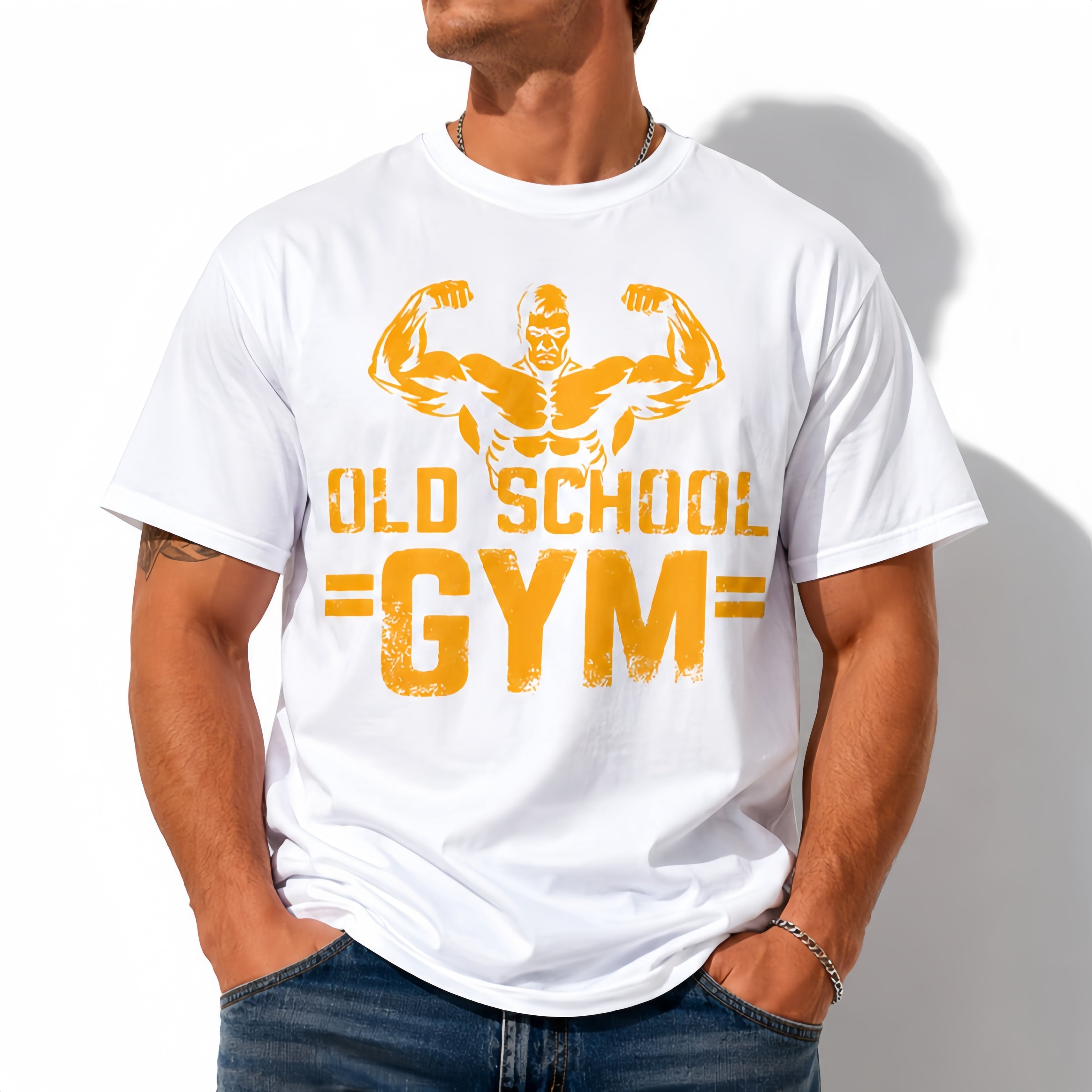 Old School Gym Bodybuilding Fitness Men's Graphic T-Shirt Workout Tee