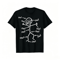 Ow Ow Ow T-Shirt- Funny Chronic Pain Awareness Tee Shirt - Summer Fashion Short-Sleeve Top, Round Neck, Machine Washable, Perfect for Casual Attire, Everyday Tshirt